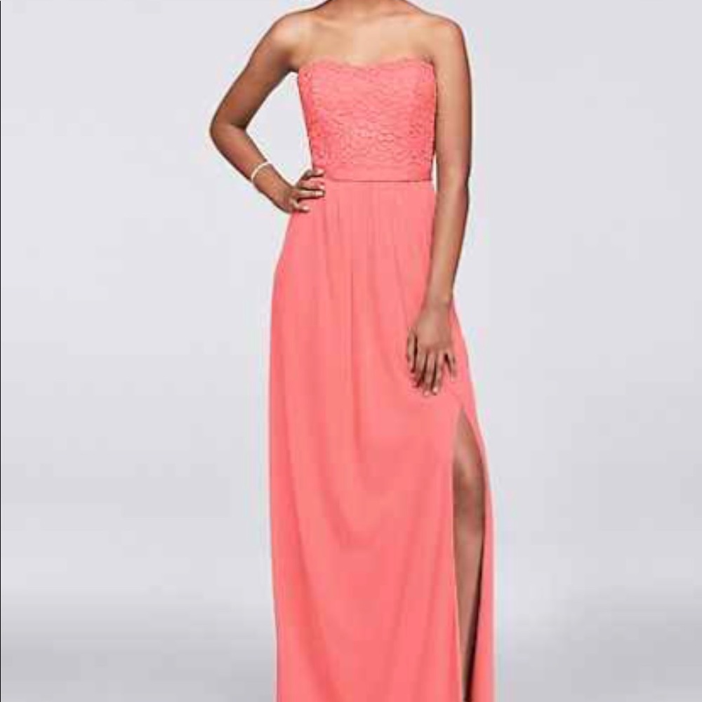 David’s bridal parfait strapless bridesmaid